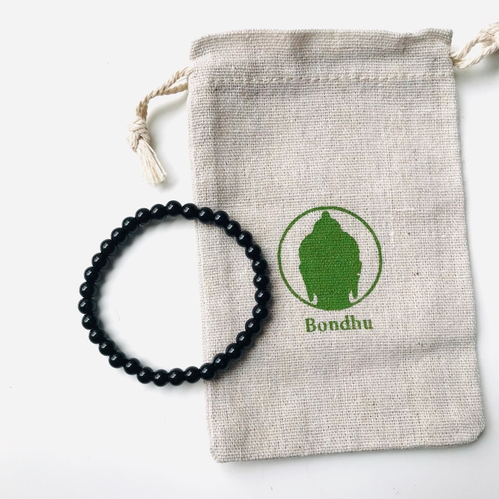 Black Tourmaline Mala Bead Bracelet, 2pk